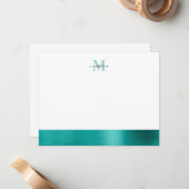 Carte De Correspondance Glam Brossé Métal Turquoise Vert Girly Monogramme (Devant/Arrière en situation)