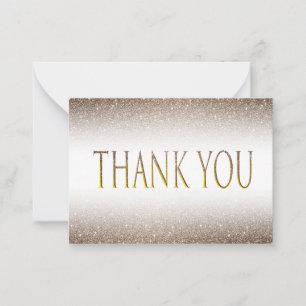 Carte De Correspondance Glam Parties scintillant en or avec Merci centré e