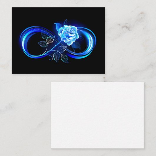 Carte De Correspondance Glowing infinity with blue rose (Devant / Derrière)