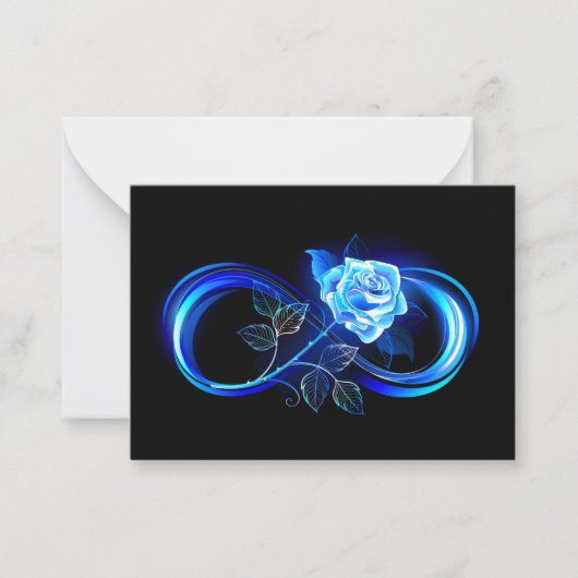 Carte De Correspondance Glowing infinity with blue rose (Devant)