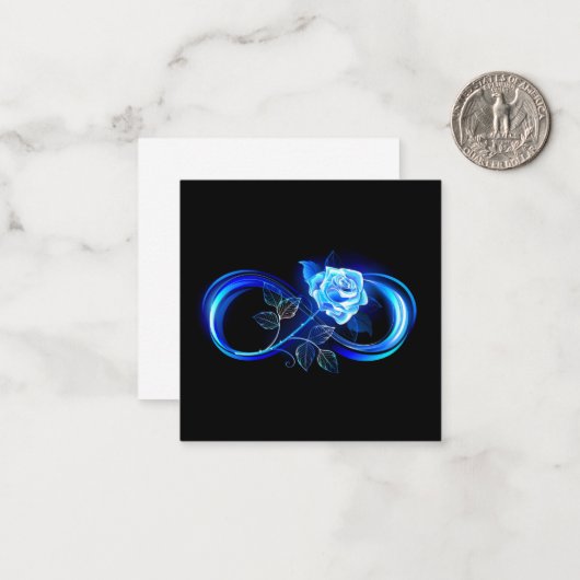 Carte De Correspondance Glowing infinity with blue rose (Devant/Arrière en situation)