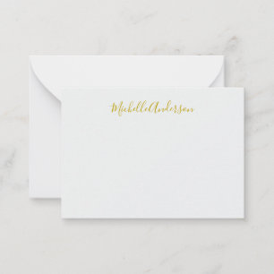 Carte De Correspondance Gold Color Modern Minimaliste Nom d'écriture manus