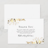 Carte De Correspondance Gold Eucalyptus Funérailles Merci Note (Devant / Derrière)