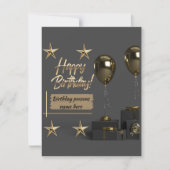 Carte De Correspondance Gold Modern Personnalisable Joyeux Anniversaire (Devant)