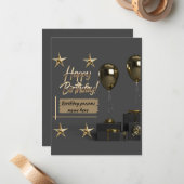 Carte De Correspondance Gold Modern Personnalisable Joyeux Anniversaire (Devant/Arrière en situation)