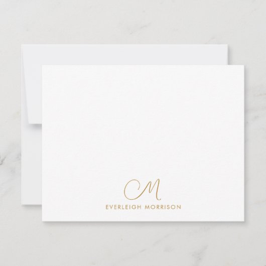 Carte De Correspondance Gold Script Monogramme Stationterie moderne (Devant)