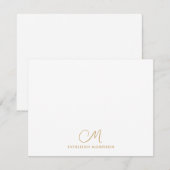 Carte De Correspondance Gold Script Monogramme Stationterie moderne (Devant / Derrière)
