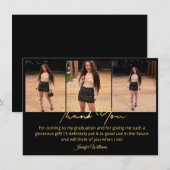 Carte De Correspondance gold script photo graduation black thank you (Devant / Derrière)