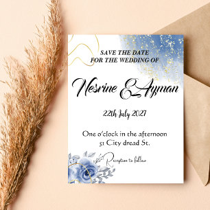 Carte De Correspondance Golden blue flowers cards