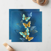 Carte De Correspondance Golden butterflies (Devant/Arrière en situation)