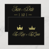 Carte De Correspondance Golden King and Queen Crowns for Wedding (Devant / Derrière)
