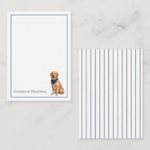 Carte De Correspondance Golden Retriever chic et rayures