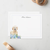 Carte De Correspondance Goldendoodle Blue Hydrangea Personnalisé (Devant/Arrière en situation)