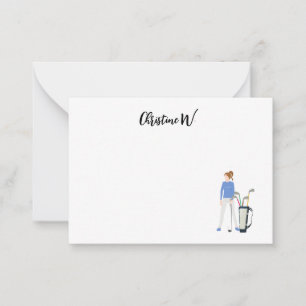 Carte De Correspondance Golf avec nom pour femme golfeuse