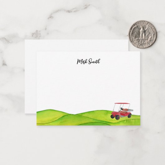 Carte De Correspondance Golf avec nom pour golfeur (Devant/Arrière en situation)