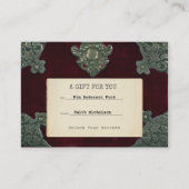 Carte De Correspondance Gothic Velvet Secrets Graduation Gift Insert (Devant)