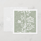 Carte De Correspondance Graceful Floral Silhouette Sage Green Minimal (Devant / Derrière)