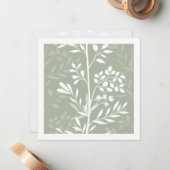 Carte De Correspondance Graceful Floral Silhouette Sage Green Minimal (Devant/Arrière en situation)