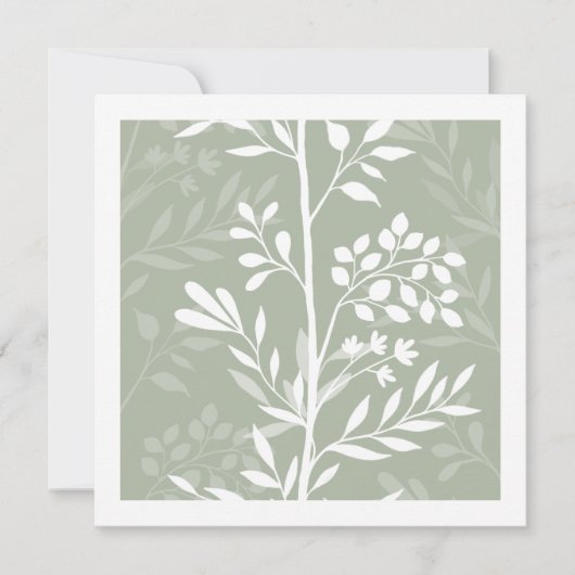 Carte De Correspondance Graceful Floral Silhouette Sage Green Minimal (Devant)
