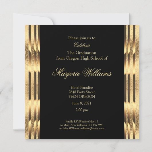 Carte De Correspondance Graduate Class of 2021 Black and Gold Script (Dos)