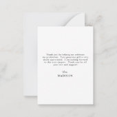 Carte De Correspondance Graduation Photo Élégant Merci de script (Dos)