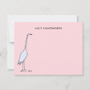 Carte De Correspondance Grand Héron Bleu Monogramme Art Boho Oiseau