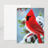 Carte De Correspondance Graphique de Cardinal enneigé (Devant / Derrière)