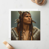 Carte De Correspondance Graphique de guerrier amérindien (Devant/Arrière en situation)