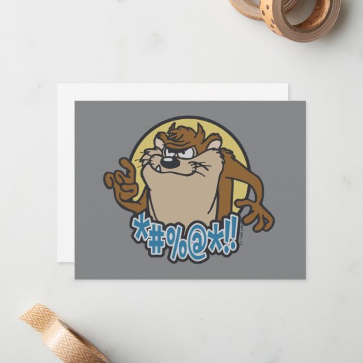 Carte De Correspondance Graphique en cercle extensible TAZ™ (Devant/Arrière en situation)