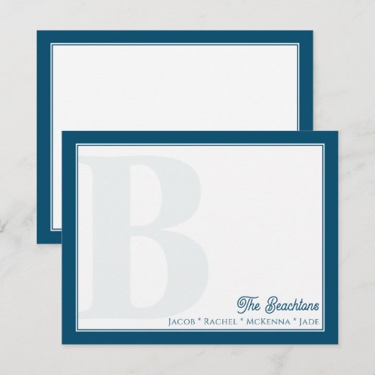 Carte De Correspondance Gras Monogram Marine Blue Family Stationery (Devant / Derrière)