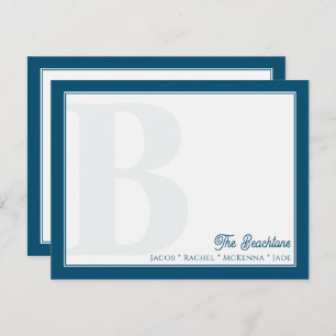 Carte De Correspondance Gras Monogram Marine Blue Family Stationery