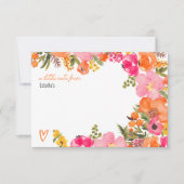 Carte De Correspondance Gras Orange fleurs script douche nuptiale (Devant)
