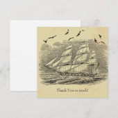 Carte De Correspondance Gravure d'un clipper Merci (Devant / Derrière)
