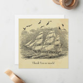Carte De Correspondance Gravure d'un clipper Merci (Devant/Arrière en situation)