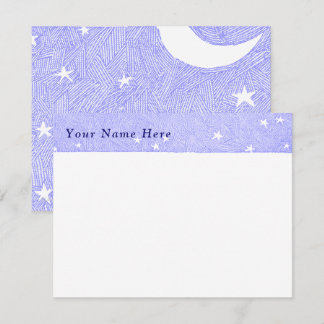 Carte De Correspondance Gravure personnalisée Lune Bleue et Étoiles