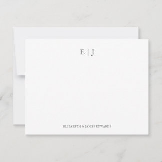 Carte De Correspondance Gray Monogramme Couple Initiales Personnalisé
