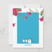 Carte De Correspondance Grèce Bougainvillea Île grecque Moulins à vent Nom (Devant)