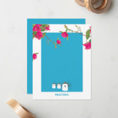 Carte De Correspondance Grèce Bougainvillea Île grecque Moulins à vent Nom (Devant/Arrière en situation)