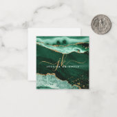 Carte De Correspondance Green Agate Geode Gold Parties scintillant Script (Devant/Arrière en situation)