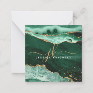 Carte De Correspondance Green Agate Geode Gold Parties scintillant Script