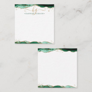 Carte De Correspondance Green Agate Géode Script Monogramme Parties scinti