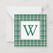 Carte De Correspondance Green and Black Tartan Plaid Monogram (Devant)