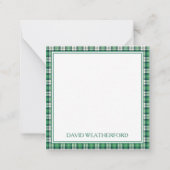 Carte De Correspondance Green and Black Tartan Plaid Monogram (Dos)