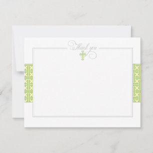 Carte De Correspondance Green Baptismal Flat Merci note