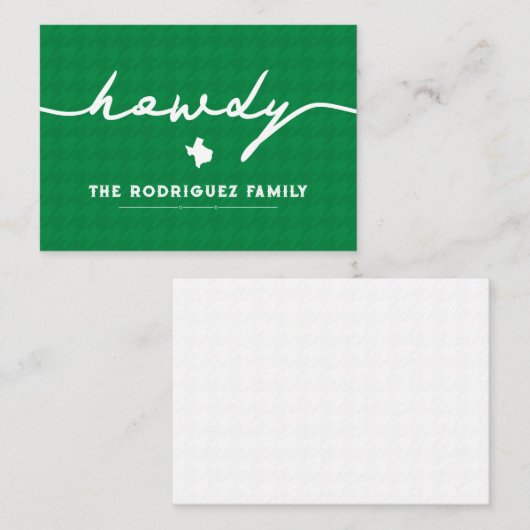 Carte De Correspondance Green Howdy Houndstooth Texas (Devant / Derrière)