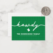 Carte De Correspondance Green Howdy Houndstooth Texas (Devant/Arrière en situation)