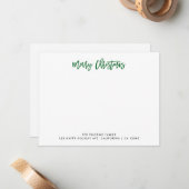 Carte De Correspondance Green Joyeux Noël Typographie Famille Classique (Devant/Arrière en situation)