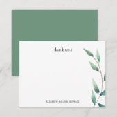 Carte De Correspondance Green Leaves Thank You Couple Personalized (Devant / Derrière)