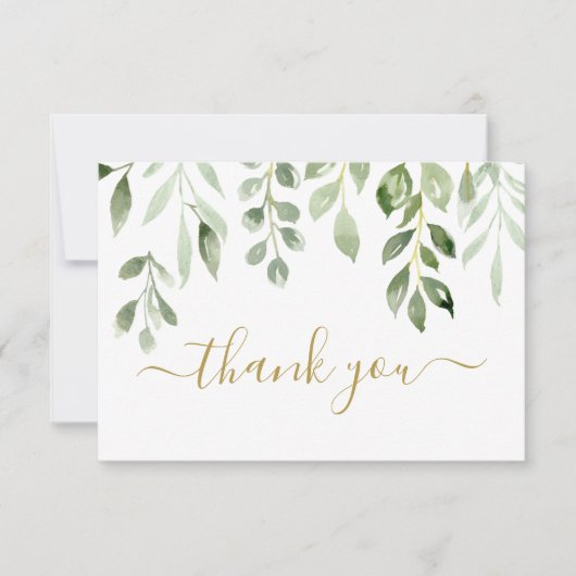 Carte De Correspondance Greenery feuille merci Note Card (Devant)