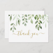 Carte De Correspondance Greenery feuille merci Note Card (Devant / Derrière)